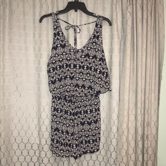 Blue and White Printed Romper - Picture 2 of 2